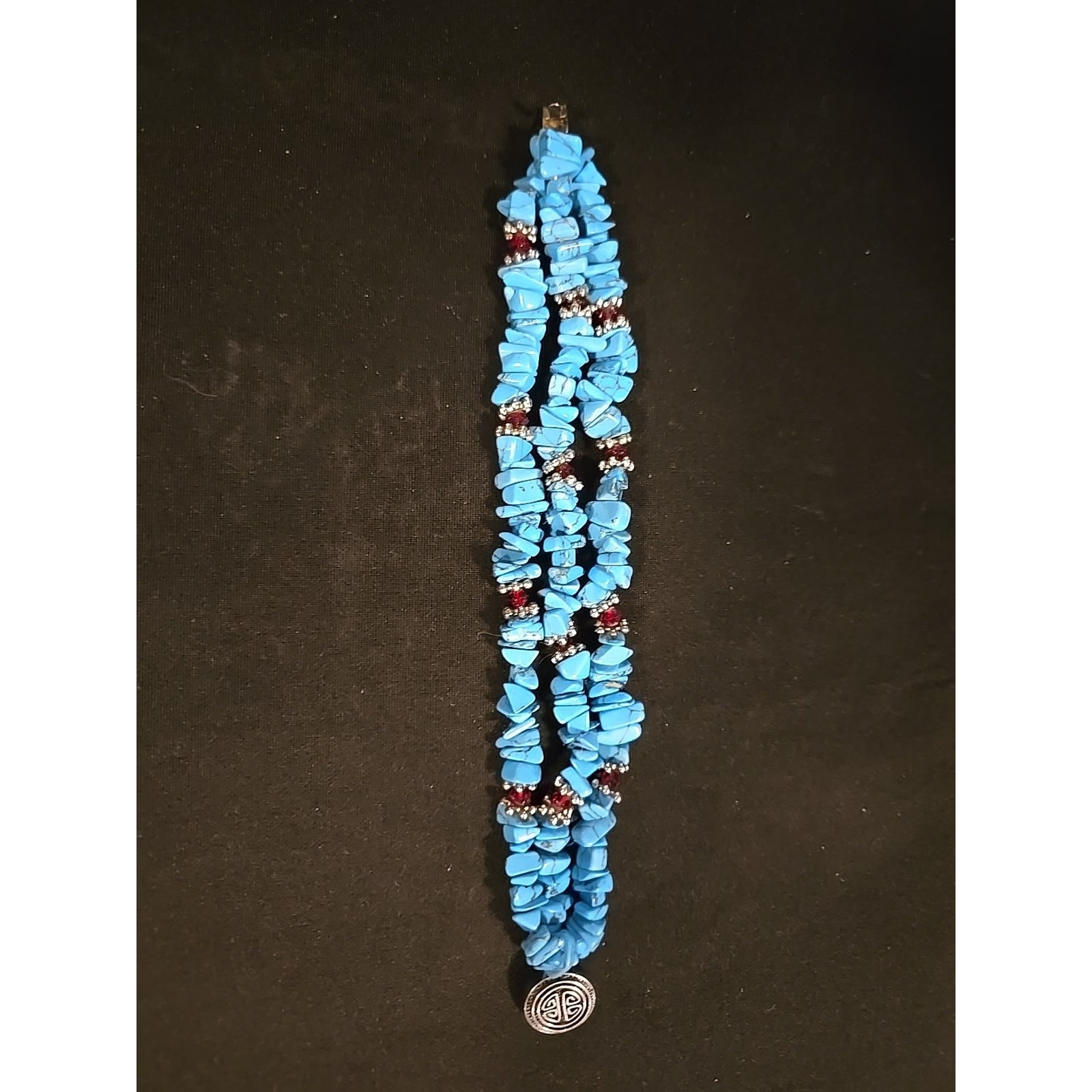 Vintage Turquoise Chip Bracelet Marked 925